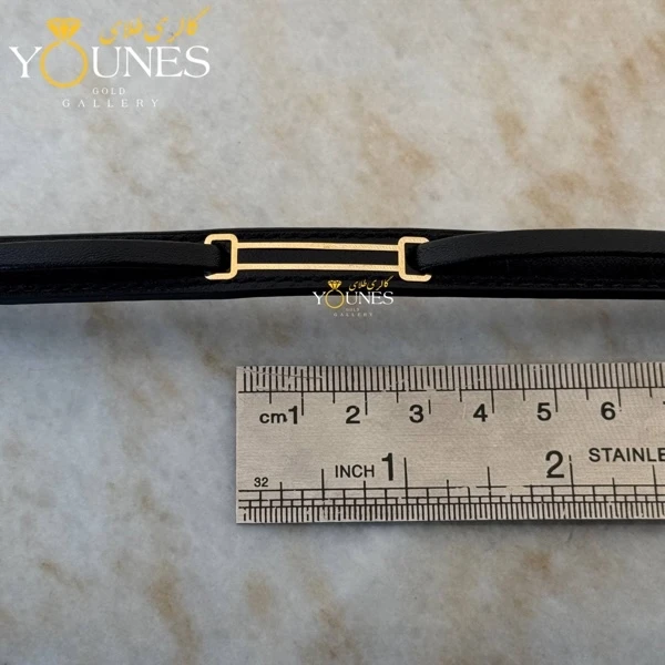 دستبند طلا چرم مردانه خطی مدرن L126